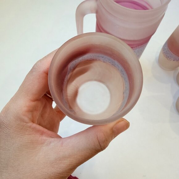 Vintage Rueven Art Nouveau Art Glass Pitcher Set with 6 Glasses – Handcrafted Fr - Picture 9 of 10